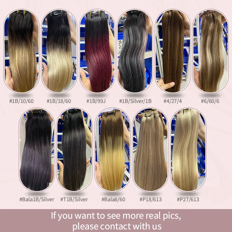 Ugeat Clip in Hair Extensions Human Hair Balayage Color Full Head Clip in Hair Extensions 100g 7/10Pcs 100% Real Hair for Women