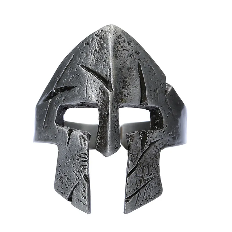 Retro Warrior Ring Spartan Mask Ring Men\'s Personality Retro Open Ring Steampunk Motorcyclist Hip Hop Rock Jewelry