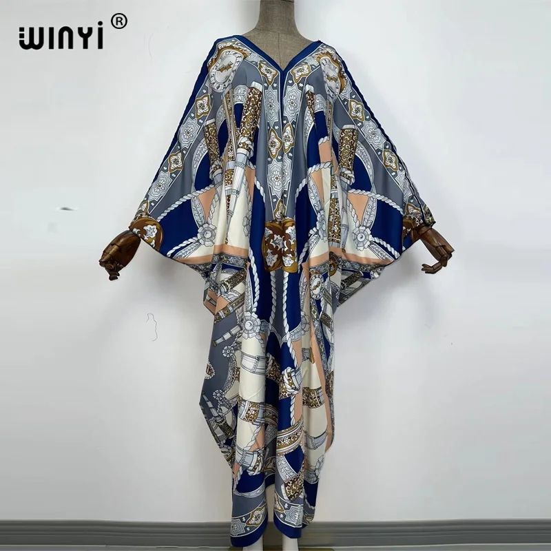 

WINYI Europe 2022summer clothes for women Kaftan fashion print Bathing suit robe femme Bikini Beach Swimsuit evening party dress