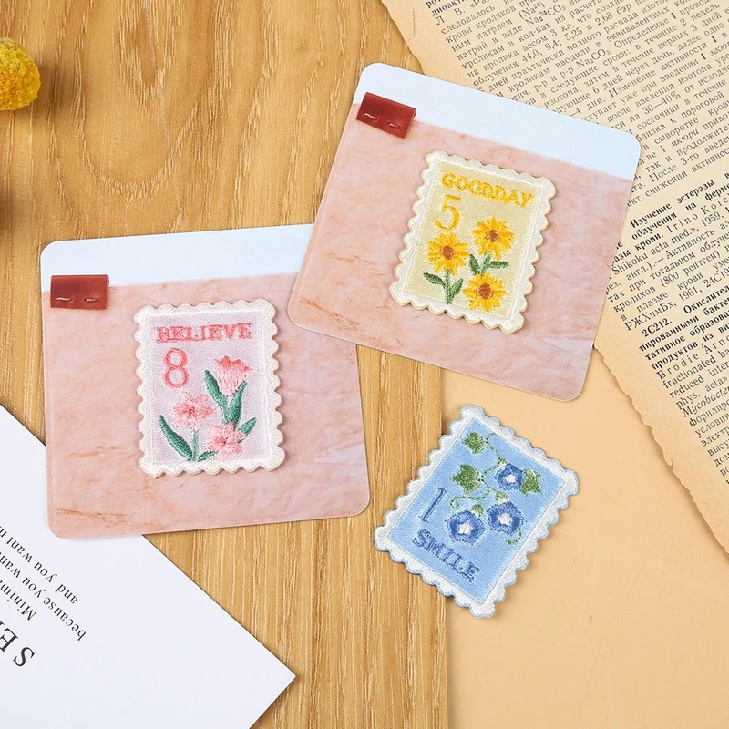 AHYONNIEX Nice Stamp Embroidery Applique for Girls Letters Bag Iron On Patches Small Glue Sticker for Clothes Designer