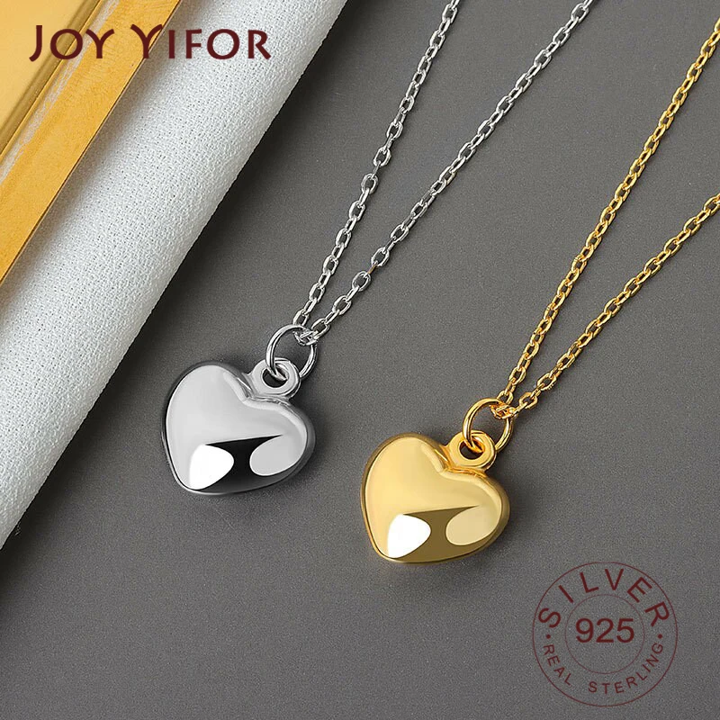 Silver Necklace For Women Heart Shape Fashion Circle Sterling Silver Fine Jewelry Round Necklace