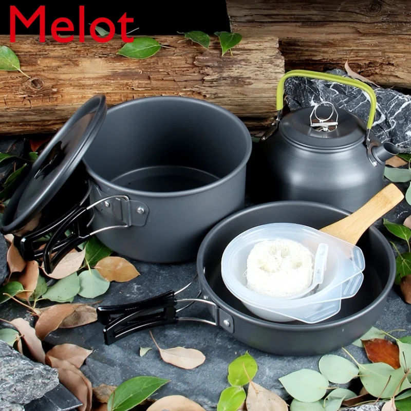 Outdoor Camping Picnic Equipment Supplies Pot Portable Large Pot Set Camping Pot Cookware Single Pot