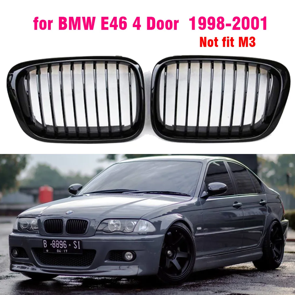 Car ABS Front Bumper Radiator Kidney Grilles Gril For BMW E46 3 Series 1998 1999 2000 2001 Car Styling