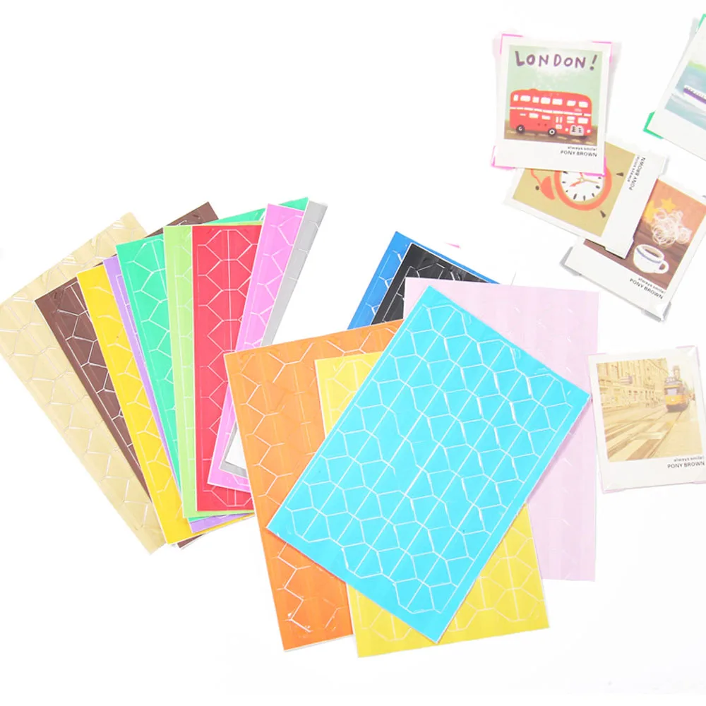 Self Adhesive Photo Corners for DIY Album, Photo Mounting Stickers, Scrapbook Paper Corners, 500 PCs per Lot, 5 Sheets, 10 Sheet