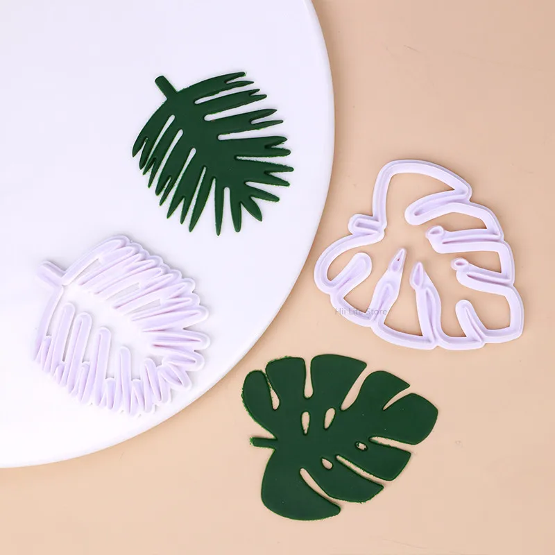 4pcs/set of Leaf Mold Clay Polymer Plant Leaf Printing Cutting Die DIY Ceramic Clay Sculpture Tropical Leaf Modeling Tool