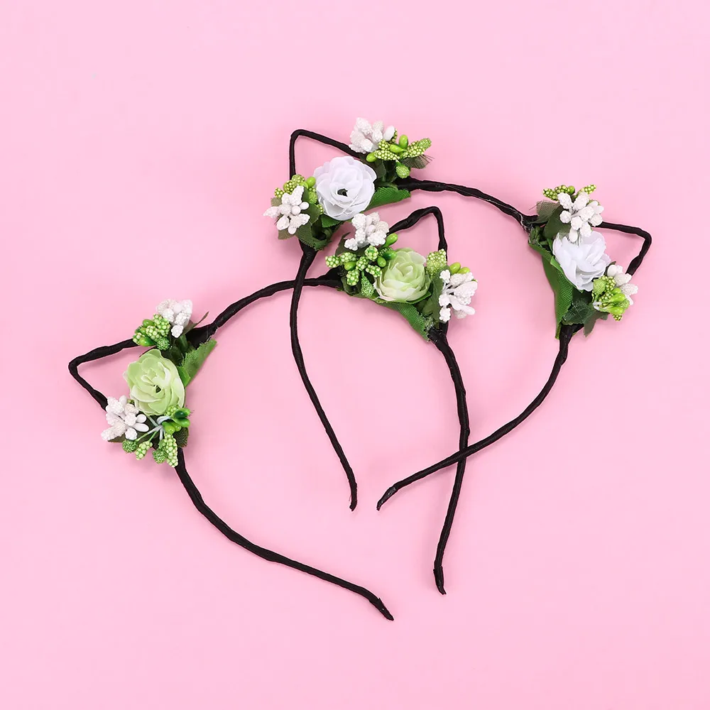 1pc Lovely Hair Hoop Headwear Fashion Children Girls Cute Rose Flower Cloth Headband Cat Ear Headband Hair Bands