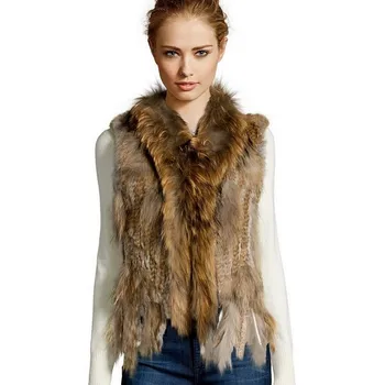 ZDFURS * high quality  hot sale knitted rabbit fur vest racc...
