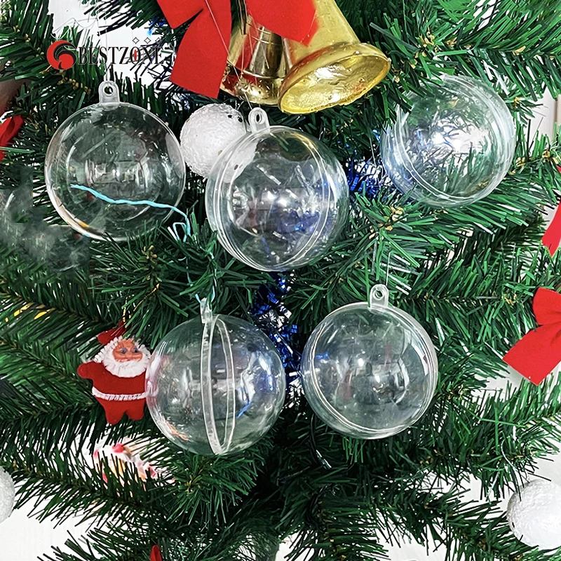 10/20Pcs 60MM 6CM Transparent Openable Plastic Christmas Decoration Ball Clear Xmas Tree Ornament Gift Present Box Wedding Candy