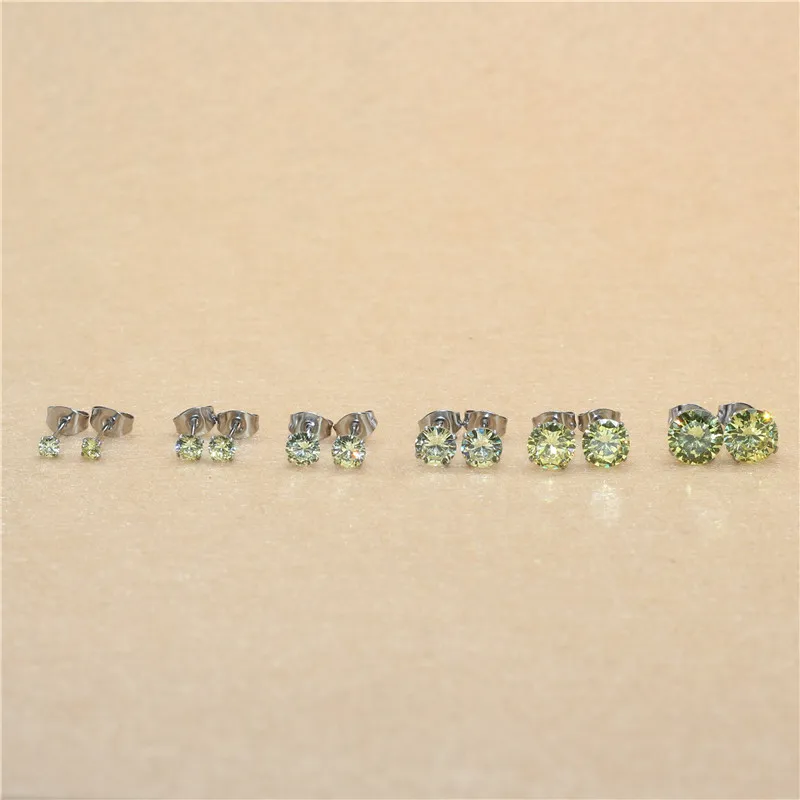 1 Paar Lemonyellow Hypoallergene Edelstahl-Ohrstecker mit AAA-Zirkonia, CZ-Knochenohrstecker-Set für Damen und Herren, 2-8 mm – Detail 3