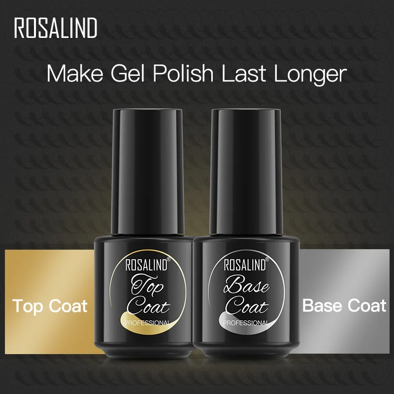 

ROSALIND Base Top Coat Set Gel Nail Polish Semi Permanent Hybrid Varnishes Soak Off Gel Lacquer Nail Art Design For Manicure