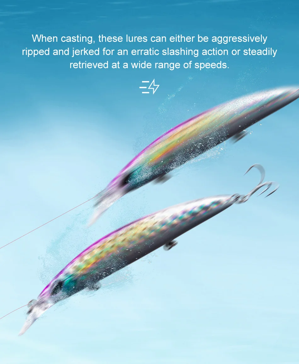 NOEBY Minnow-Angelköder, 110 mm, 19 g, langer Wurf, schwimmende Jerkbait-Wobbler, künstlicher harter Köder, Bass, Hecht, Shore-Angelköder – Detail 8