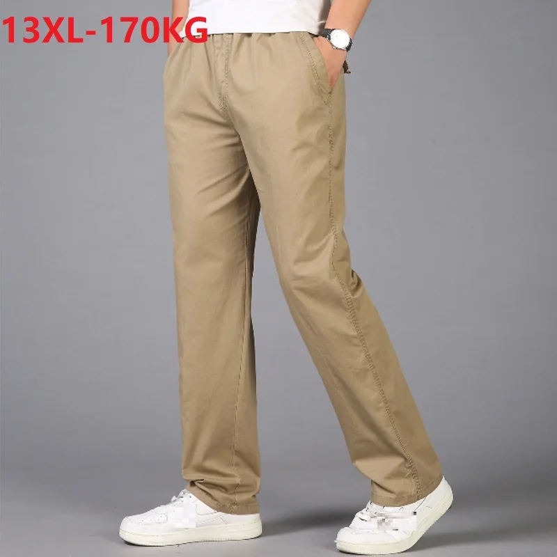 

spring summer Men casual cargo pants cotton plus size 8XL 10XL 13XL safari style simple pants out door straight pants armygreen