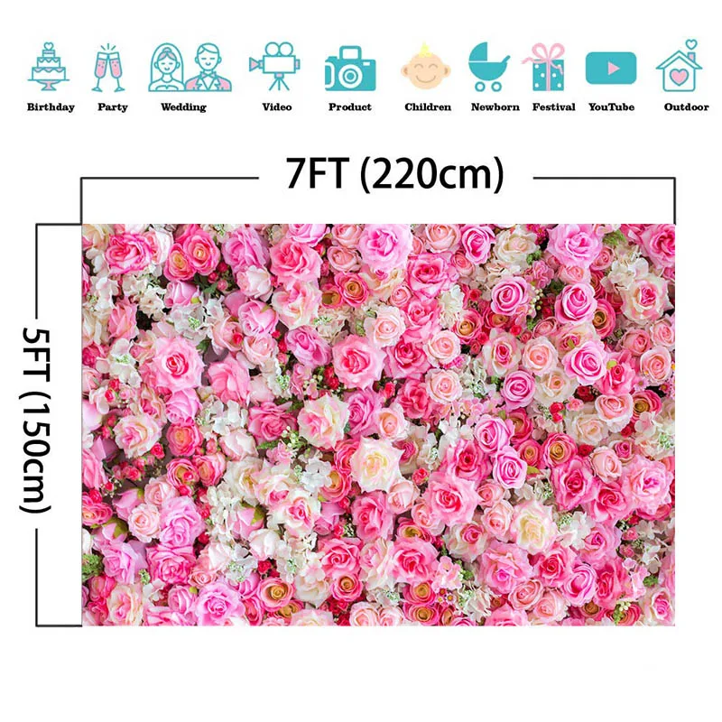 Lễ Tình Nhân Chụp Ảnh Phông Nền Hoa Hồng Hoa Màu Hồng Cho Bé Chân Dung Cưới Photocall Con Sinh Nhật Hình Nền Photozone