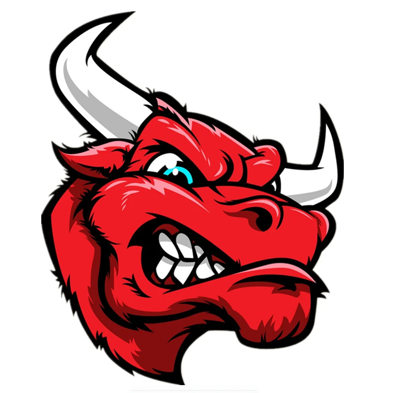 

Best Selling Angry Bull Head Red Color Car Sticker Waterproof Cover Scratches Motorcycle Window Stickers KK PVC 16cm X 13cm