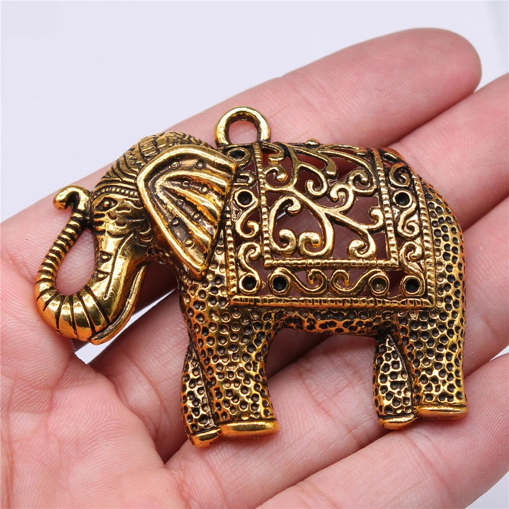 WYSIWYG 1pcs 59x47mm Lucky Elephant Charm Lucky Thai Elephant Pendant Thai Elephant Charm For Jewelry Making