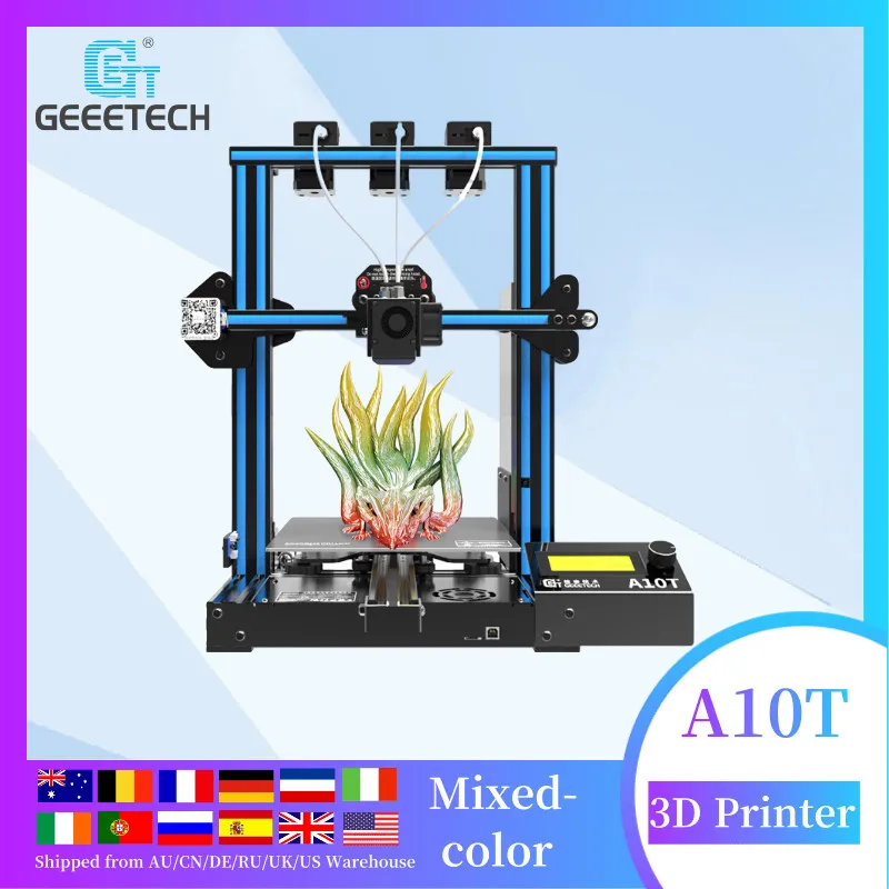 

Geeetech A10T FDM 3D Printer multi color, Integrated Building Base, big size 220x220x260, Break Resuming Function, Professional