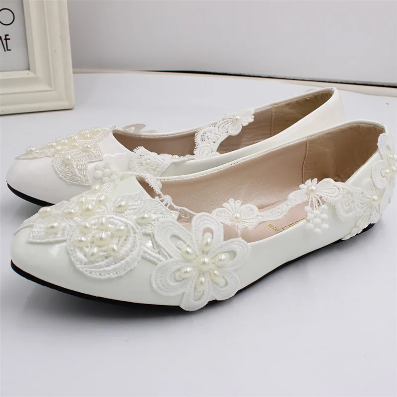 White lace wedding shoes hot sale Flat wedding dress shoes bride bridesmaid shoes fashion women\'s shoesBH163