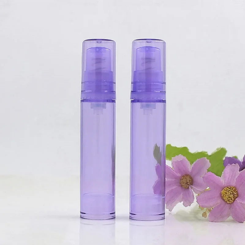 

100pcs/lot 5ml 10ml plastic airless bottle water milk essence sub-bottled purple external spray environmental protection type