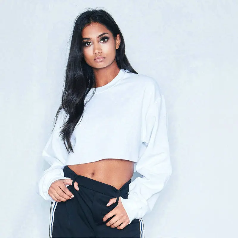 2021 Autumn Winter Fashion Streetwear Hoodies Women Casual Long Sleeve Jumper Cropped Top Pullover Sweatshirts
