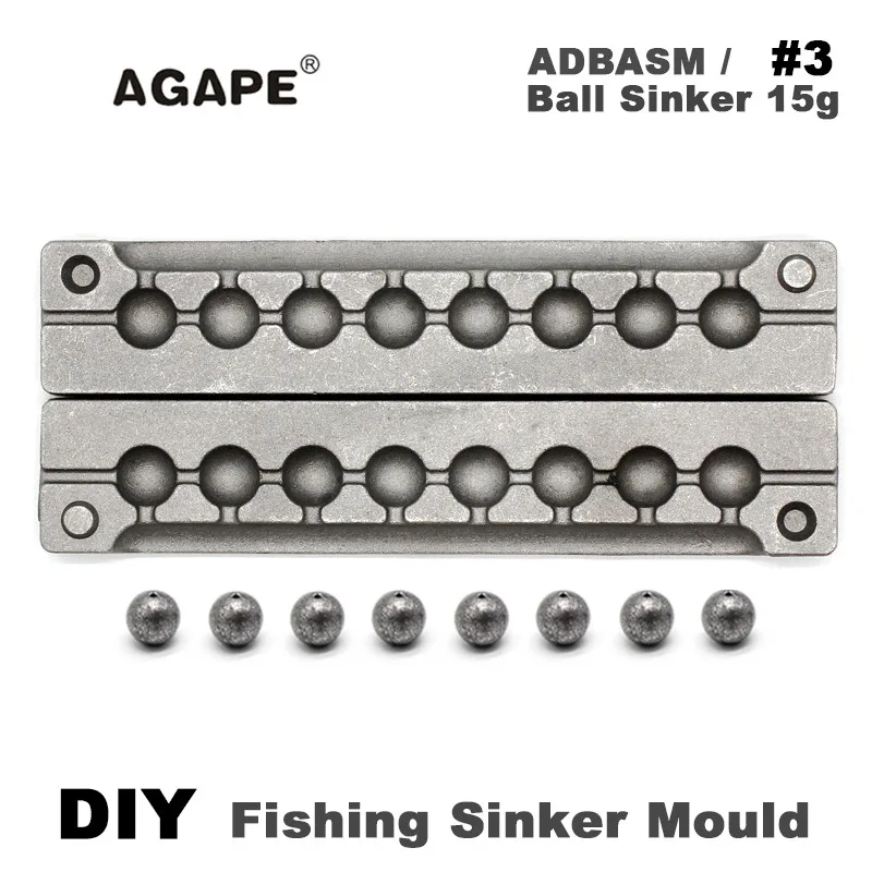 Agape DIY Fishing Ball Sinker Mould ADBASM/#3 Ball Sinker 15g 8 Cavities Agape DIY Fishing Ball Sinker Mould ADBASM/#3 Ball Sin