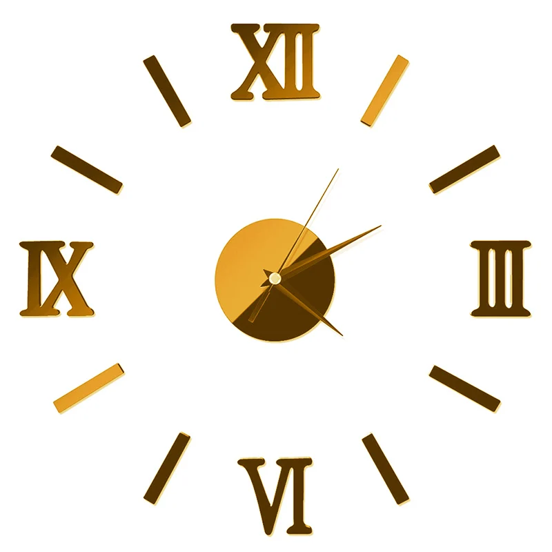 3D DIY Roman Numerals Frameless wall clock Surface   acrylic mirror stickers  Stickers Home Office School Wall Decor Clock