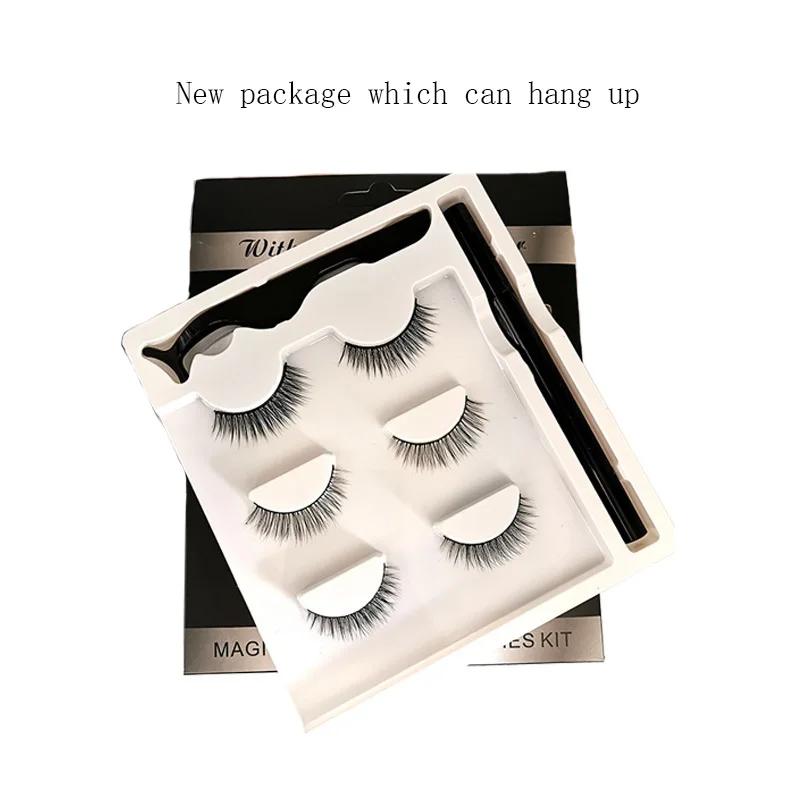 3 Pairs Fashion False Eyelashes False Eyelashes With Magic Waterproof Eyeliner Makeup Faux Cils Beauty Eyelash Extension