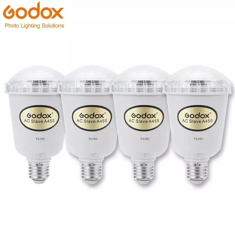 

Godox A45S 4PICS/lot 5600K Electronic Flashing Lights Photo Studio Strobe Light AC Slave Flash Bulb For E27