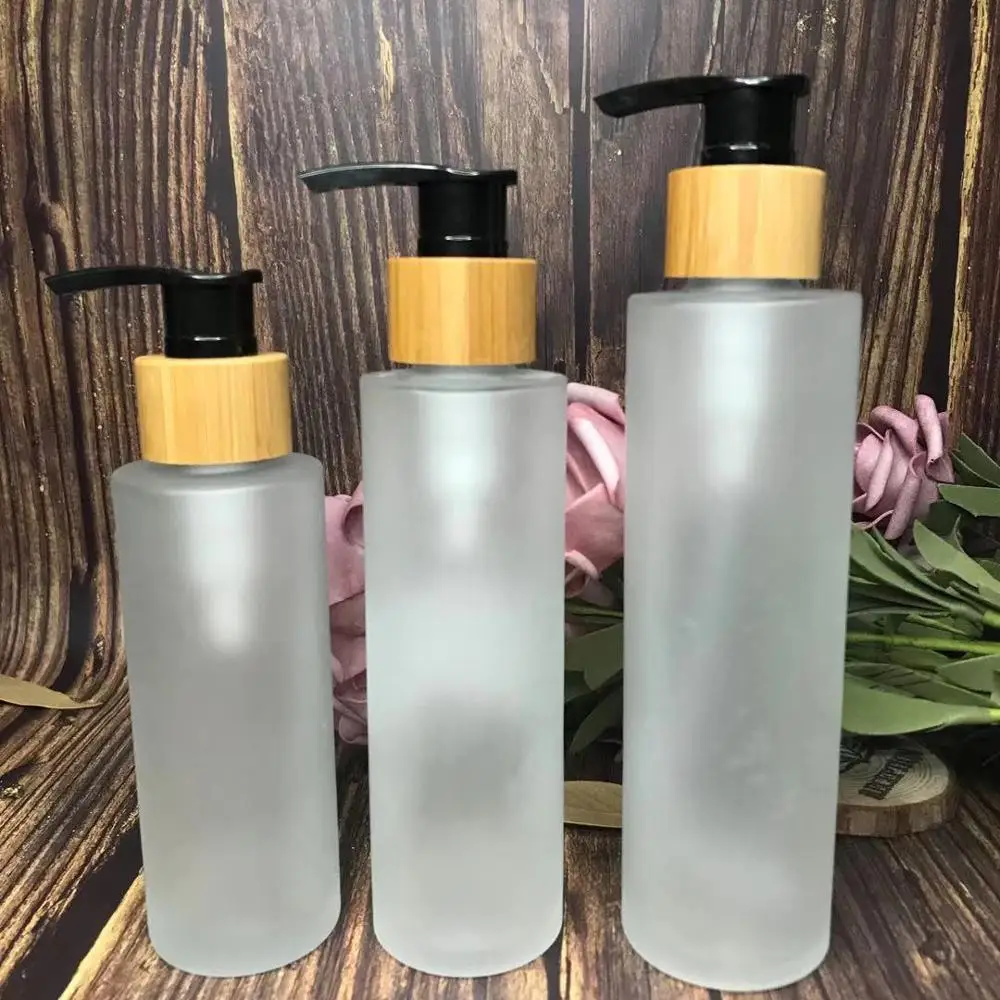 

100ml 4oz 150ml cream bottle shampoo lotion dispenser pump refillable bottle with spray Bamboo Disk top miniso japan bottles