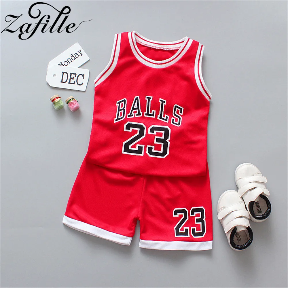 ZAFILLE Toddler Kids Clothes Boys Basketball Jersy Boys T-shirt +Numbers Shorts 2pcs Sport Style Children's Clothing Boys Suits