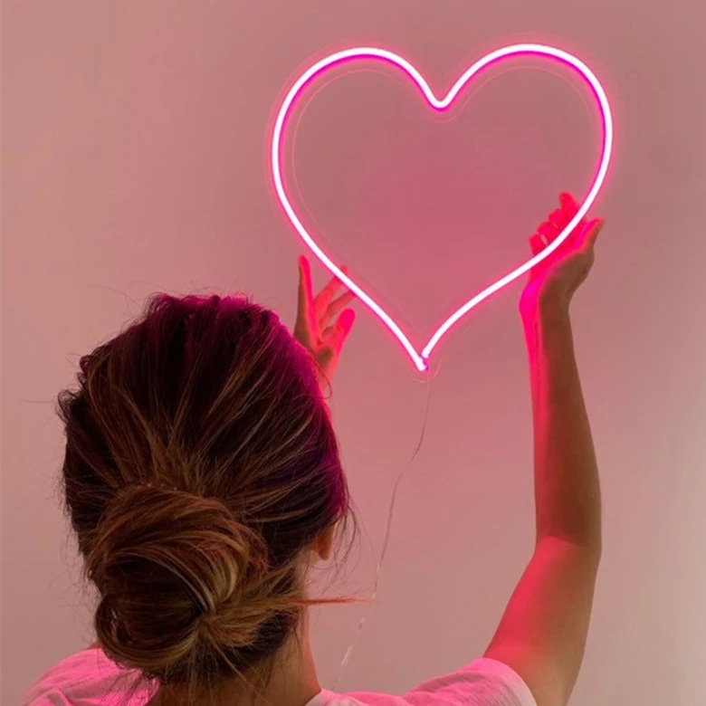 

Heart Shape Neon Sign Wall Hanging Light for Wedding Bedroom Home Holiday Party Bar USB Powered Valentine's Day Christmas Decor