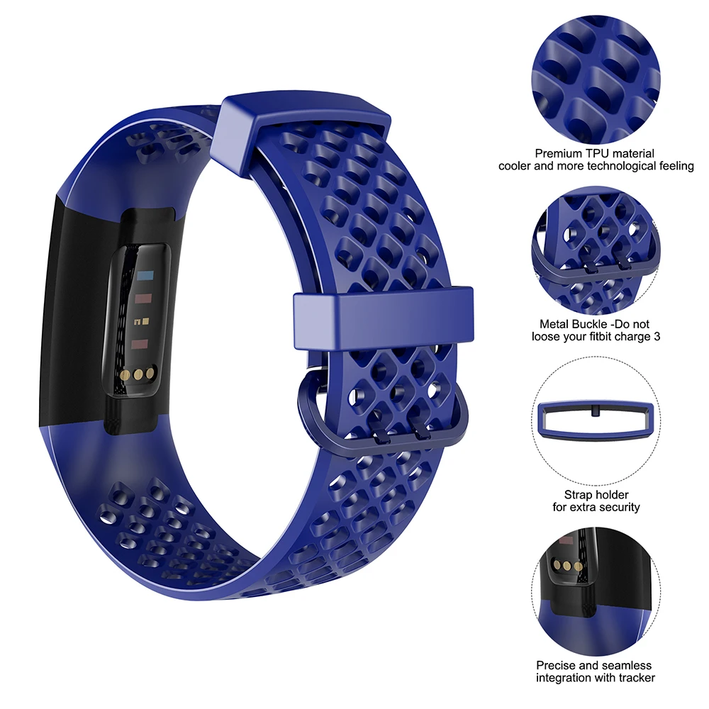 Cinturino in Silicone per Fitbit Charge 3 cinturino per orologio traspirante a 4 cinturini bracciale sportivo per Fitbit Charge 4 Charge 3 SE Smartwatch