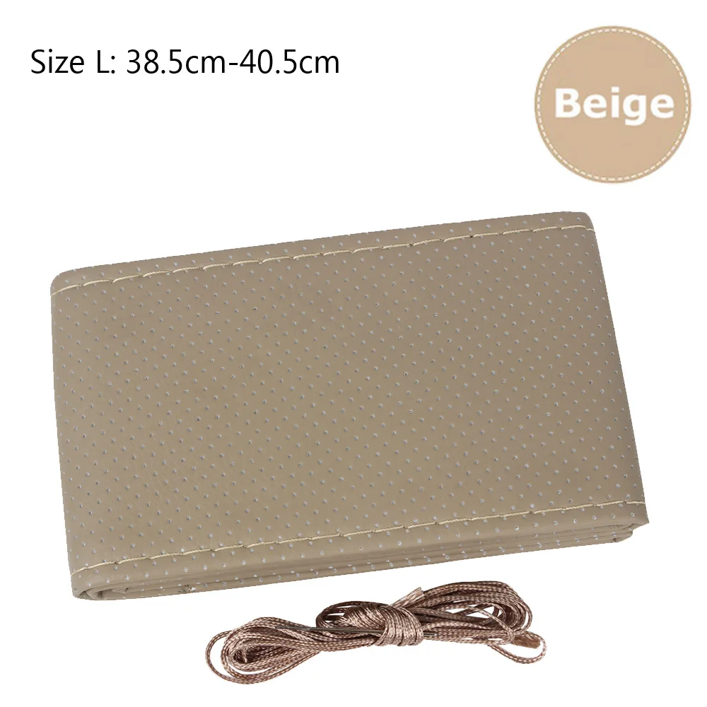 Прочный автомобильный чехол из искусственной кожи, чехол на руль 38-40 см, чехол на руль автомобиля с игольной резьбой, сделай сам Прочный автомобильный чехол из искусственной кожи, чехол на руль 38-40 см, чехол на руль автомобиля с игольной резьбой, сделай сам