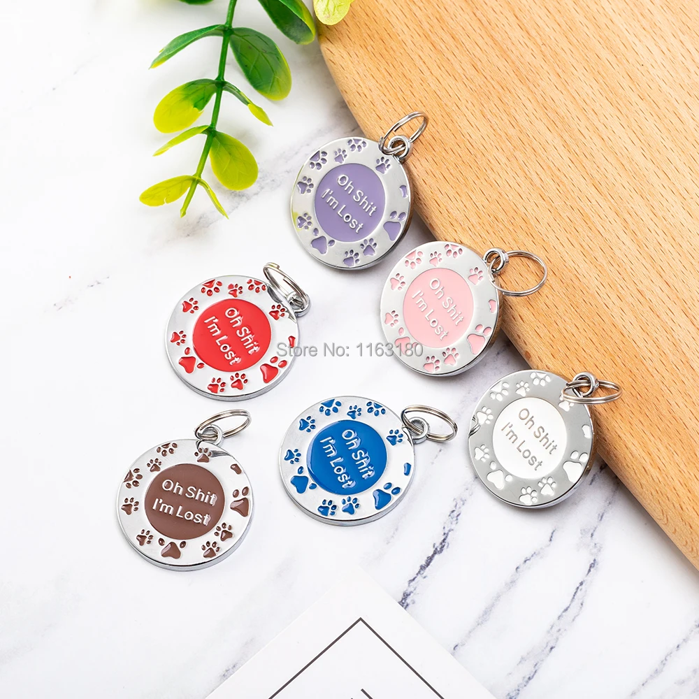 100pcs/Lot Personalized Anti-Lost ID DIY Cat Puppy  Dog Tag Engraved Custom Pet Collar Pendant