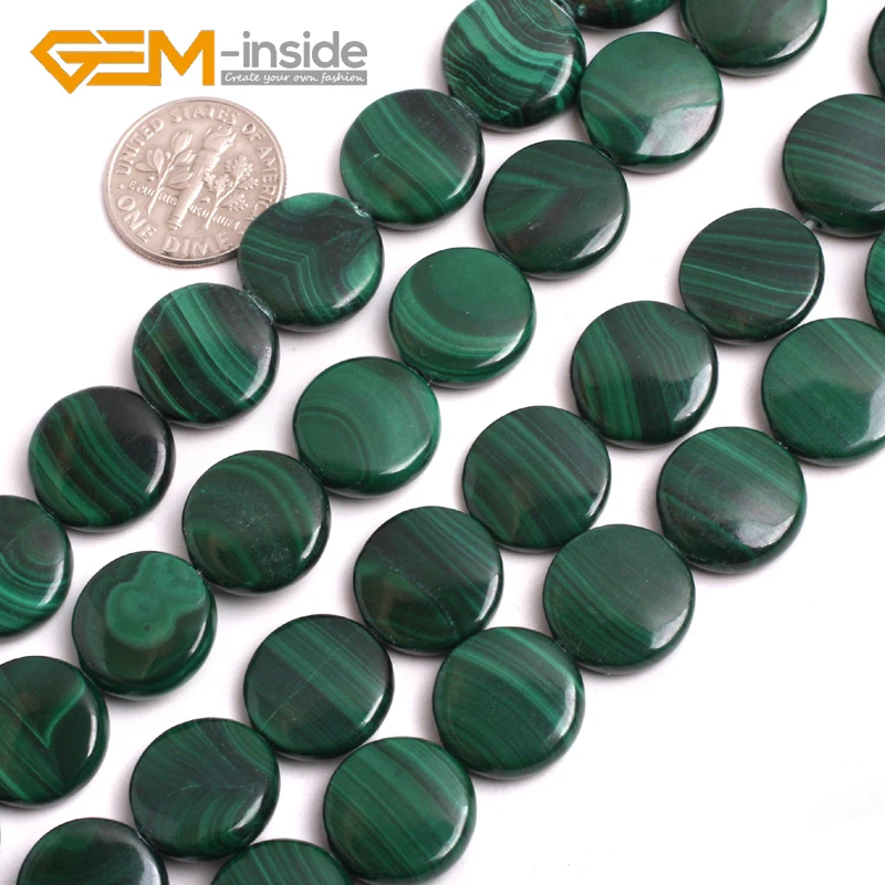 Natural Flat Oval Square Coin Shape Malachite Stone Beads Natural Bead Semi-Precious Stones For Jewelry Making DIY Strand 15\