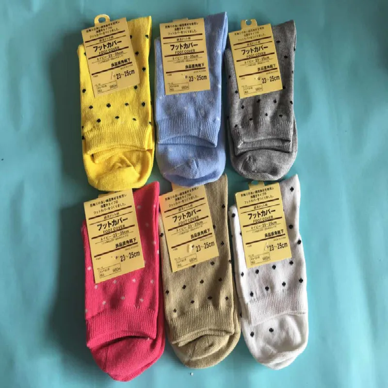 

Candy Color Cotton Wave Point Autumn And Winter Comfortable Good Quality Ladies Cotton Socks Mix Color Wholesale 6pair/lot