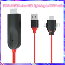 3 IN 1 Converter Adapter USB-C Cable Micro USB Type C lightning to HDTV cable for iPhone for Android Phone to TV Projector