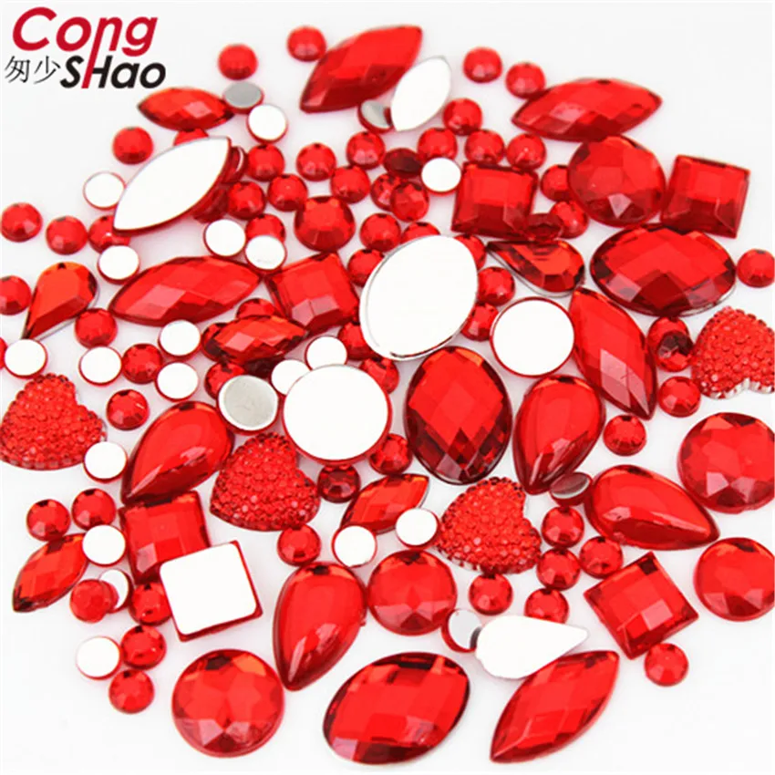 22g Mixed Bag About 300pcs Crystal AB 3D Nail Art Rhinestones DIY Non Hotfix Flatback AB Acrylic Stones For Garment Decorations