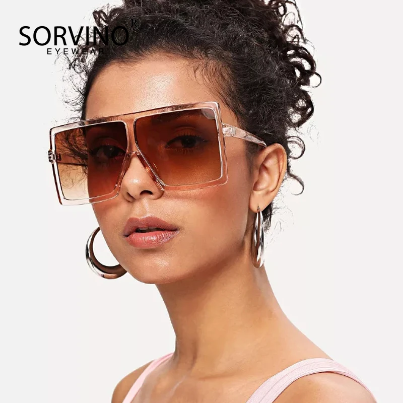 SORVINO Oversized Sunglasses Man Black Fashion Square Sun Glasses Male Vintage Retro Glasses Female Woman Shades Lentes De Sol