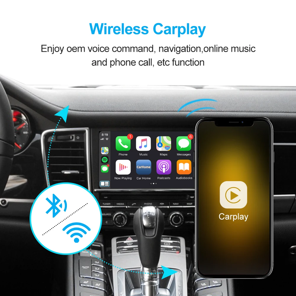 Wireless Carplay Android Auto Module Box For Porsche Panamera Cayenne Macan Cayman Boxster 911 718 PCM 3.1 Multimedia AUX USB