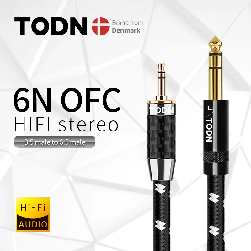 

TODN HiFi cable audio AUX jack cable 6N OFC 6.5mm Multichannel plug to 6.5mm Multichannel plug