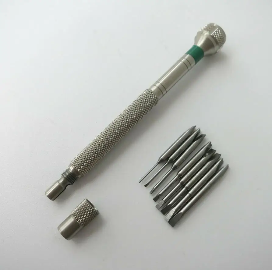 Professional Watch Repair Screwdriver with 8 Assorted Flat Head Blades 0.6mm 0.8mm 1.0mm 1.2mm 1.4mm 1.6mm 1.8mm  2.0mm W6414