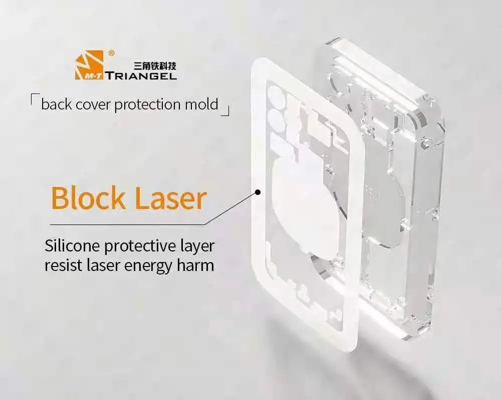 M-Triangel iP8-15 Pro Max Protective Mold For Laser Machine Working Separating Back Housing Glass No Hurt Camera Lens