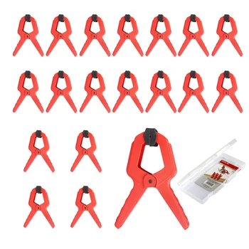 20 Stück Holzbearbeitungs-Federklemmen-Set, 5,1 cm, A-Form, Kunststoff, Holzklammern, Zimmerei, Nylon, Mini-Fotorahmen-Klemme, DIY-Werkzeuge in einer Box