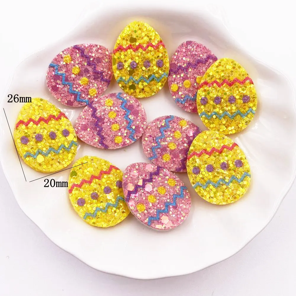 10PCS Glitter Bepowder Felt Fabric Easter Rainbow Egg Applique DIY Sewing Patch Headwear Bow DIY Party Accessories Craft