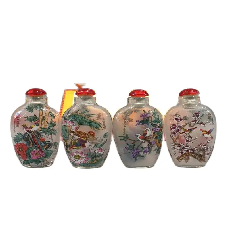 Chinese UniquChinese Unique Painting Snuff Bottle Inside Painted Four Combinations Birds And Flowers