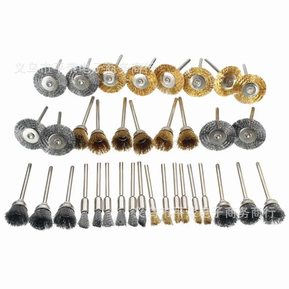 

36pcs Polishing Wire Brush Set Wheel Drill Grinder Stainless Steel Mini Rotary Tools Removal Derusting Buffing Non Slip Welding