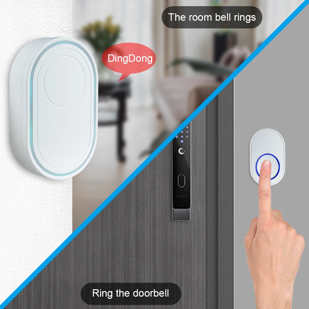 Tuya WiFi Doorbell Wireless Smart Doorbell Alarm Chimes with 5 Year Long Battery Life 58 Tunes 5 Level Adjustable Volume