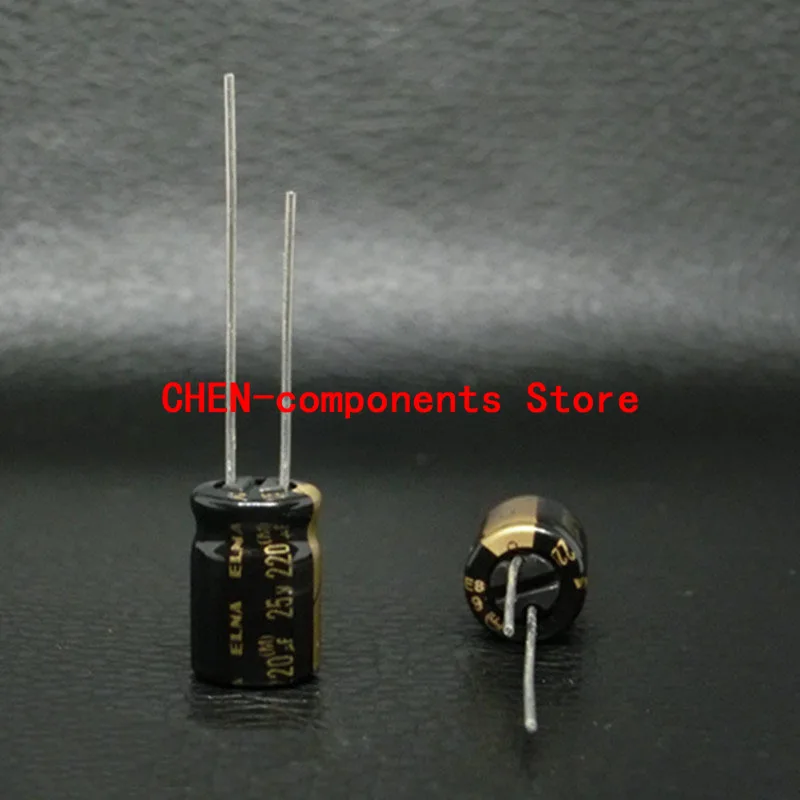 10PCS Original ELNA RFO 25V220UF 8X11.5MM P3.5MM audio fever electrolytic capacitor 220uF/25v 85 degrees 220UF 25V Gold word