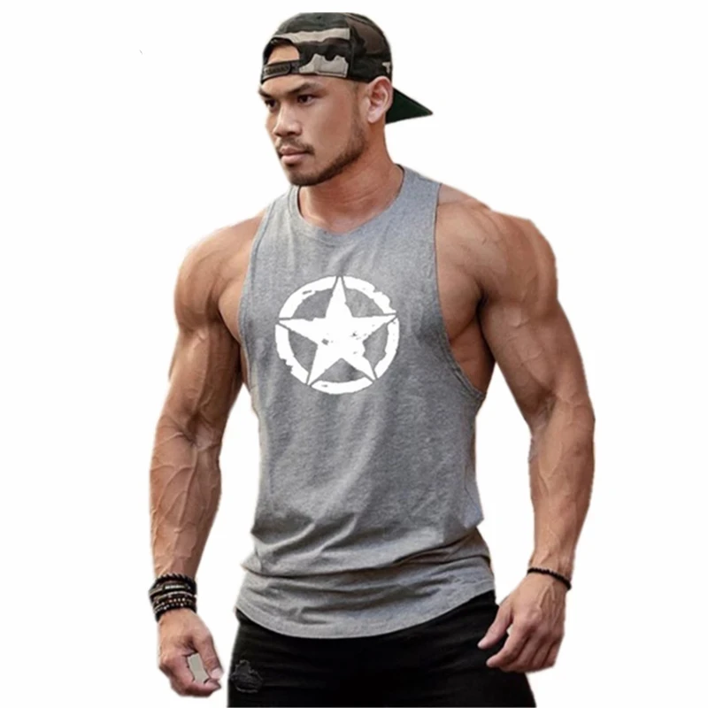 New fashion pure cotton sleeveless shirt vest men\'s fitness shirt men\'s undershirt bodybuilding exercise fitness vest fitness me