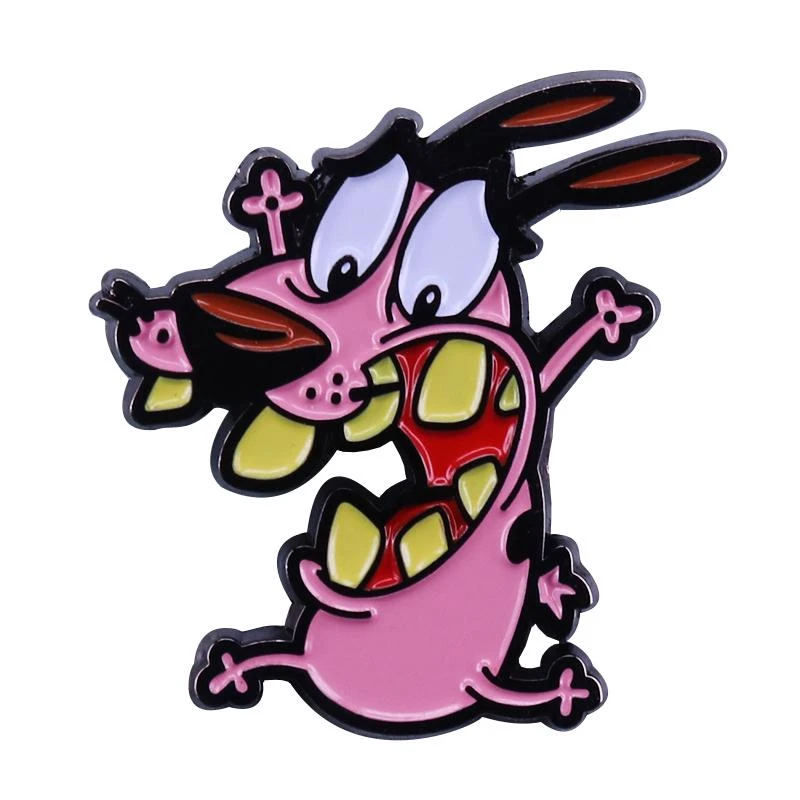 Cute cartoon puppy brooch Courage Dog Cowardly Dog Pink Dog Enamel Pins brooches